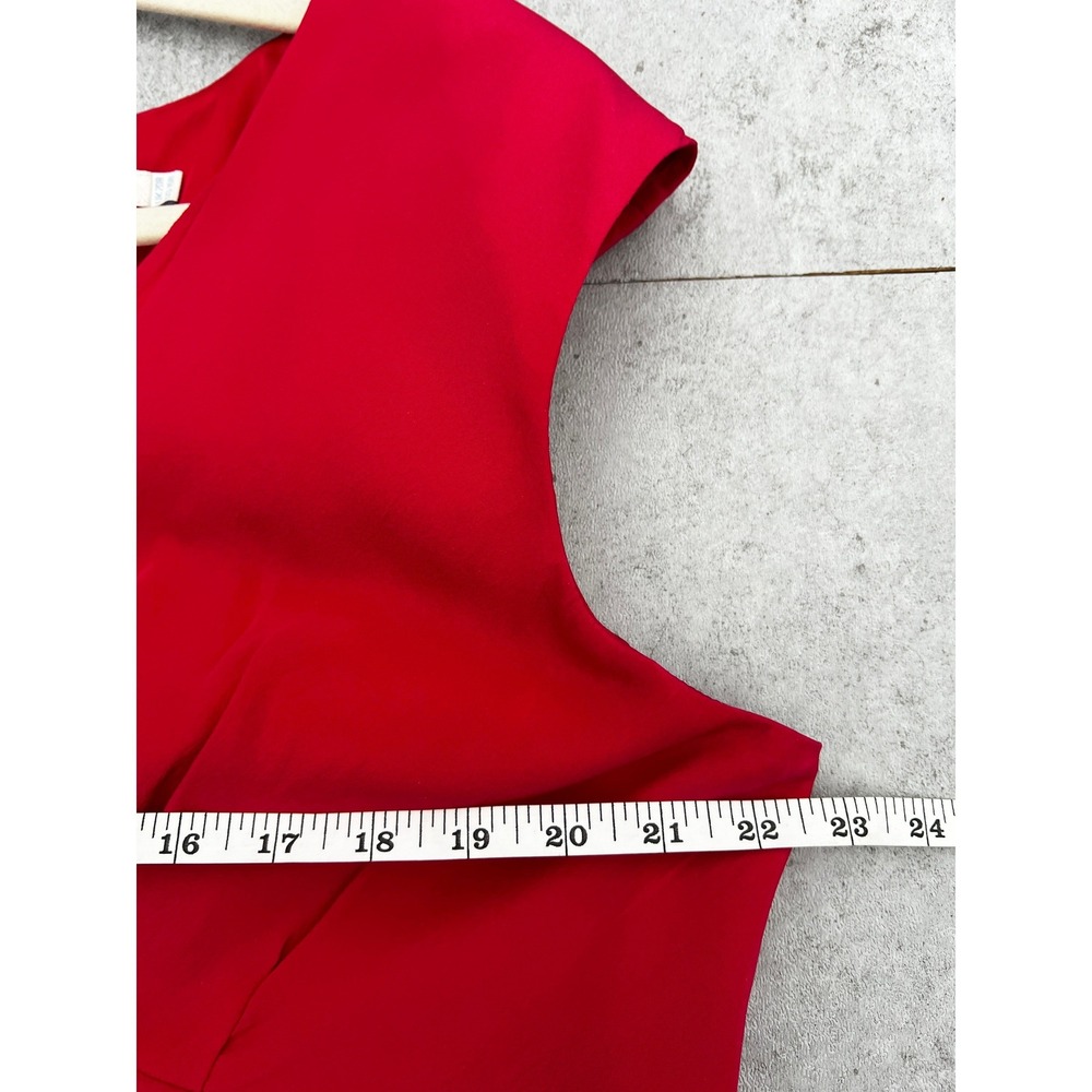 Boden Red 100% Silk‎ V-Neck Empire Waist Cocktail Party Dress Midi US 16R - Picture 5 of 6